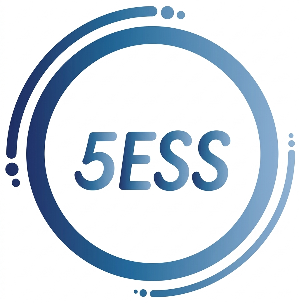 This is the logo for the private switches and servers for the global 5ESS Communication Network.